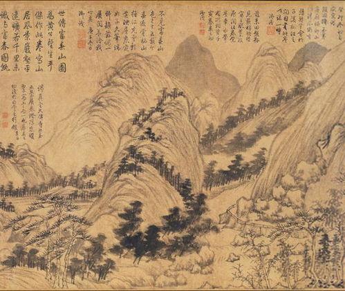 富春山居吃瓜图,古风画卷里的闲适生活